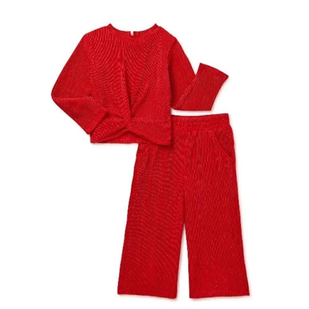 Toddler Girls Plush Ribbed Velour Top & Bottom 2-Piece Set Size 3T